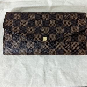Louis Vuitton Brown Damier Ebene Sarah Wallet Rose Ballerine